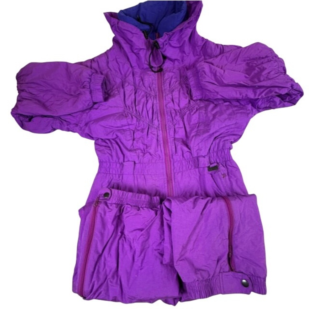 White Fin Vintage Purple One Piece Ski Suit Ladies 14 Retro Y2K 80s 90s Style